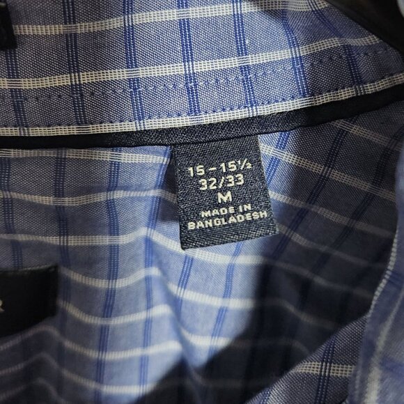 Tommy Hilfiger Button Front Shirt Mens Size Medium Blue Plaid Long Sleeve - Picture 4 of 4